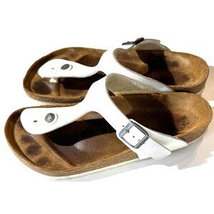 Birkenstock Gizeh Thong Sandals White Leather Size 39 German Made
